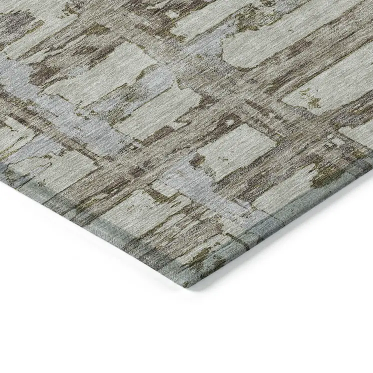 8' Taupe Gray And Brown Round Striped Washable Indoor Outdoor Area Rug
