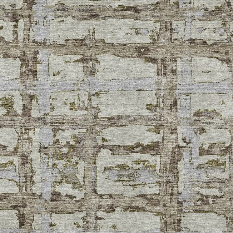 9' X 12' Taupe Gray And Brown Striped Washable Indoor Outdoor Area Rug