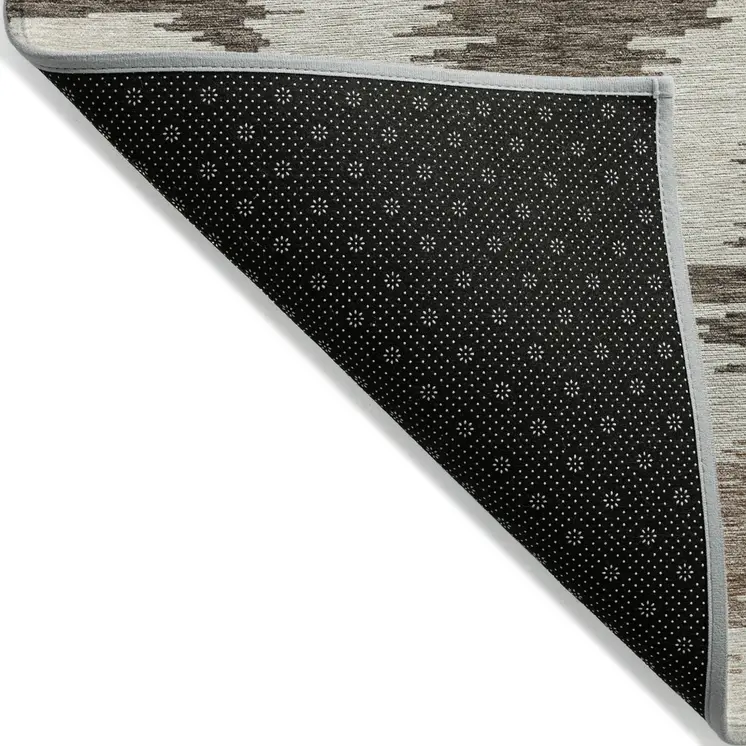 10' X 14' Chocolate Beige And Gold Abstract Washable Indoor Outdoor Area Rug