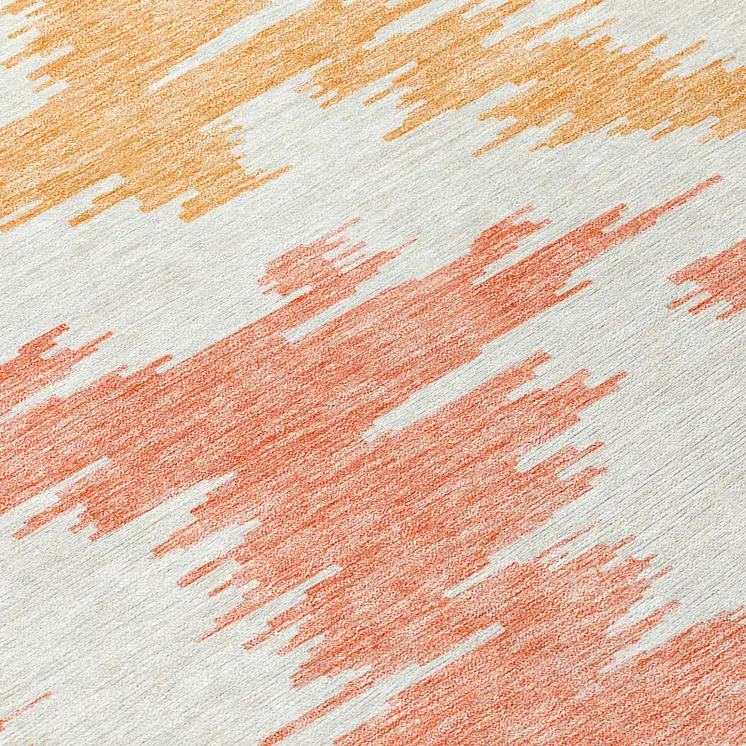 5' X 8' Coral Beige And Orange Abstract Washable Indoor Outdoor Area Rug