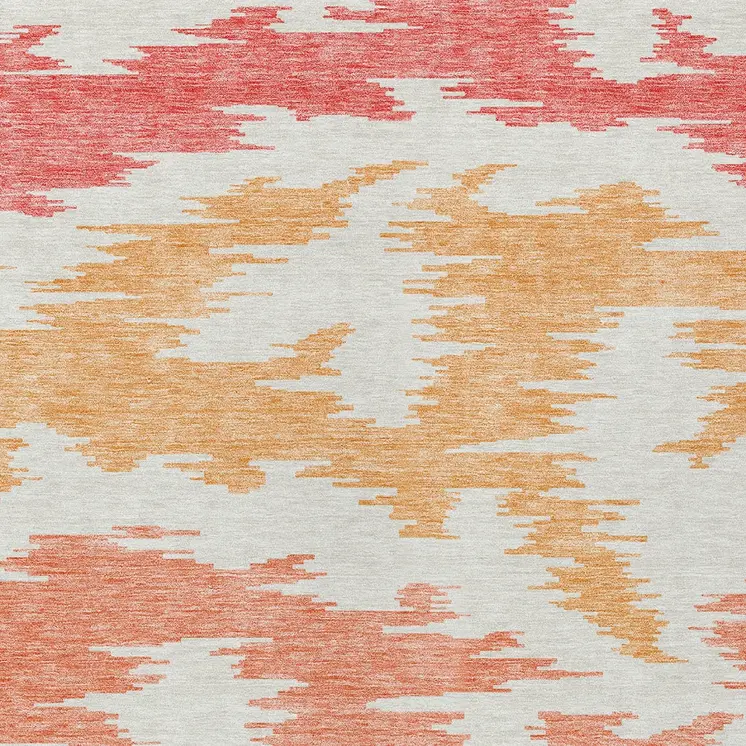 8' X 10' Coral Beige And Orange Abstract Washable Indoor Outdoor Area Rug