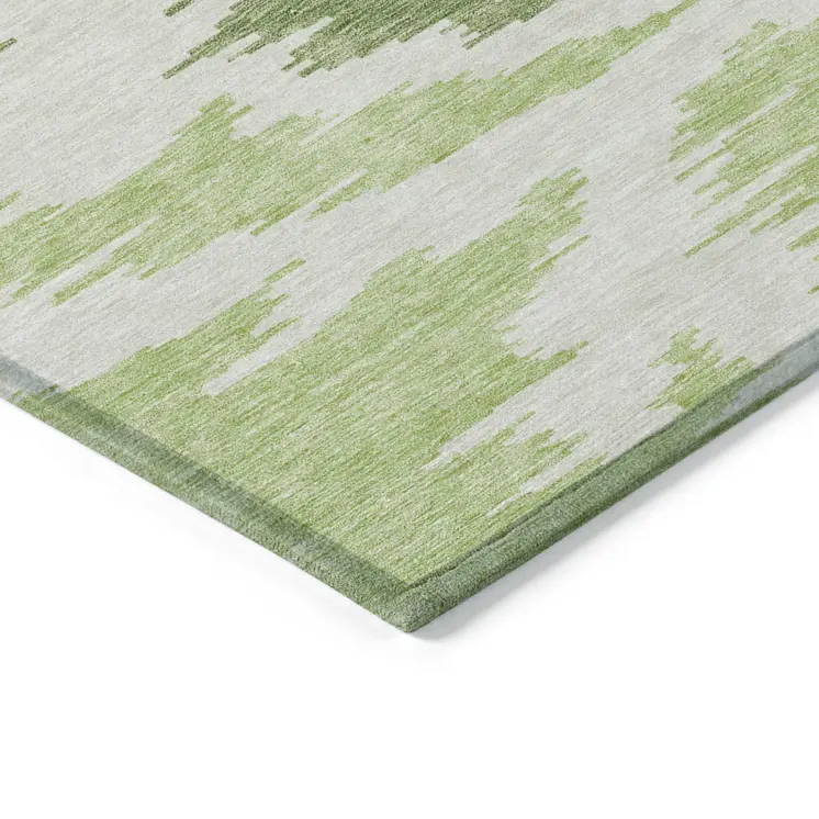 3' X 5' Olive Green And Beige Abstract Washable Indoor Outdoor Area Rug
