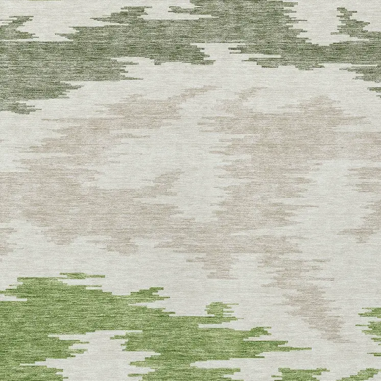 10' X 14' Olive Green And Beige Abstract Washable Indoor Outdoor Area Rug