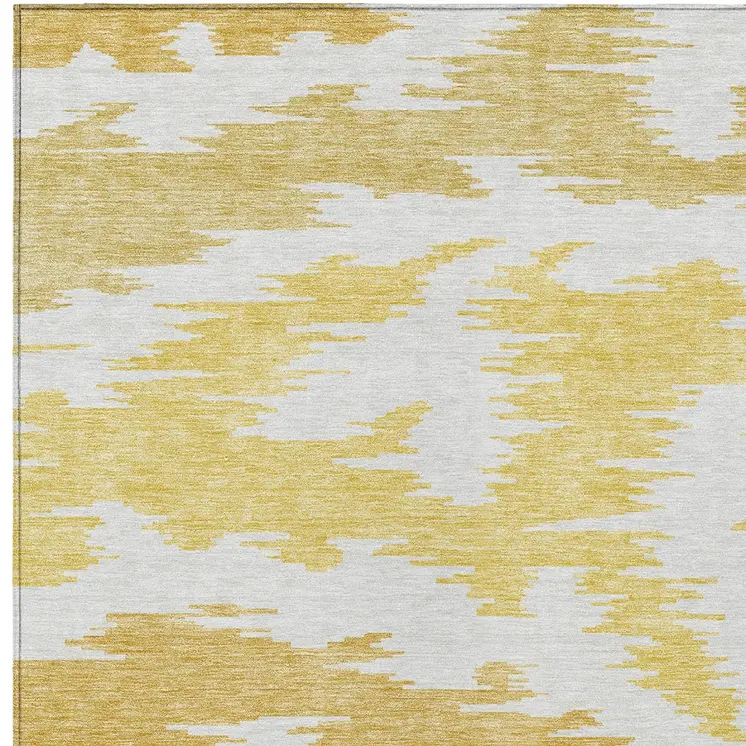 3' X 5' Gold Beige And Wheat Abstract Washable Indoor Outdoor Area Rug