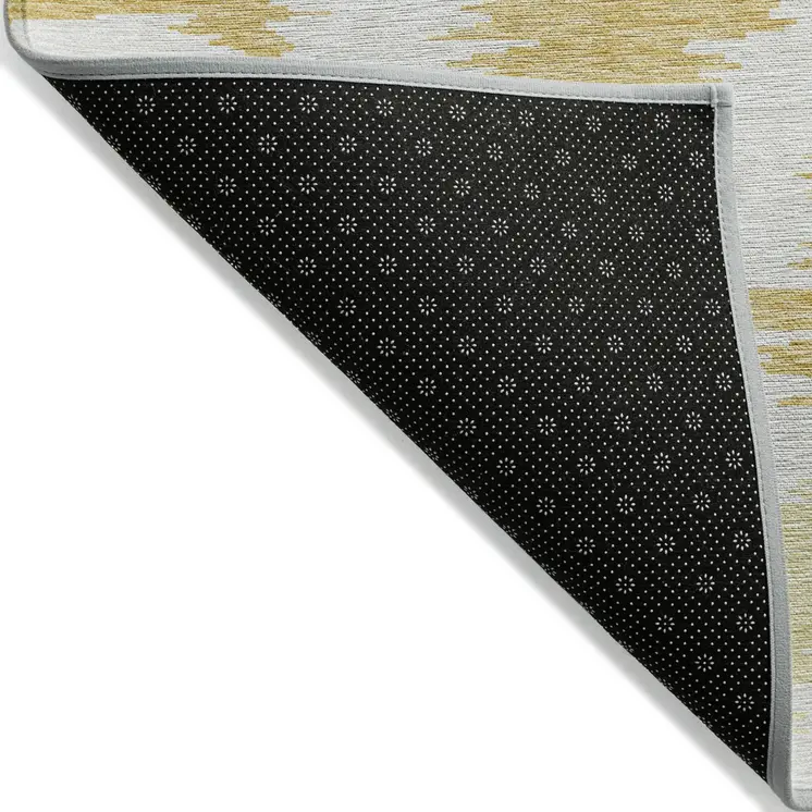 8' X 10' Gold Beige And Wheat Abstract Washable Indoor Outdoor Area Rug