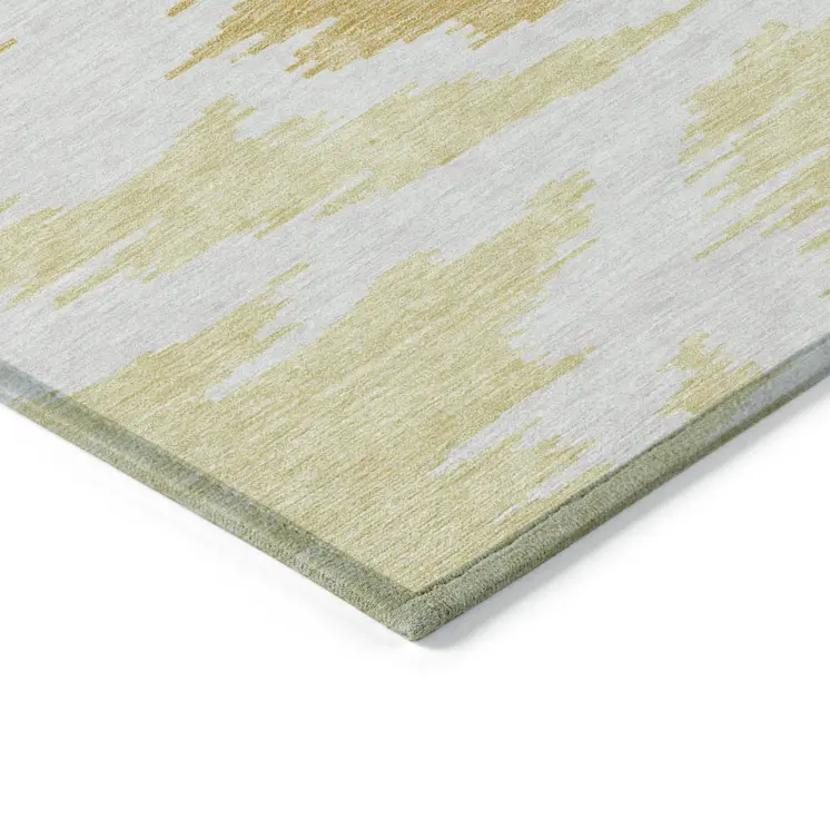 8' X 10' Gold Beige And Wheat Abstract Washable Indoor Outdoor Area Rug