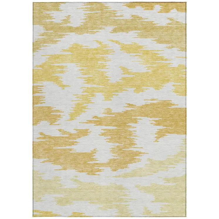 8' X 10' Gold Beige And Wheat Abstract Washable Indoor Outdoor Area Rug