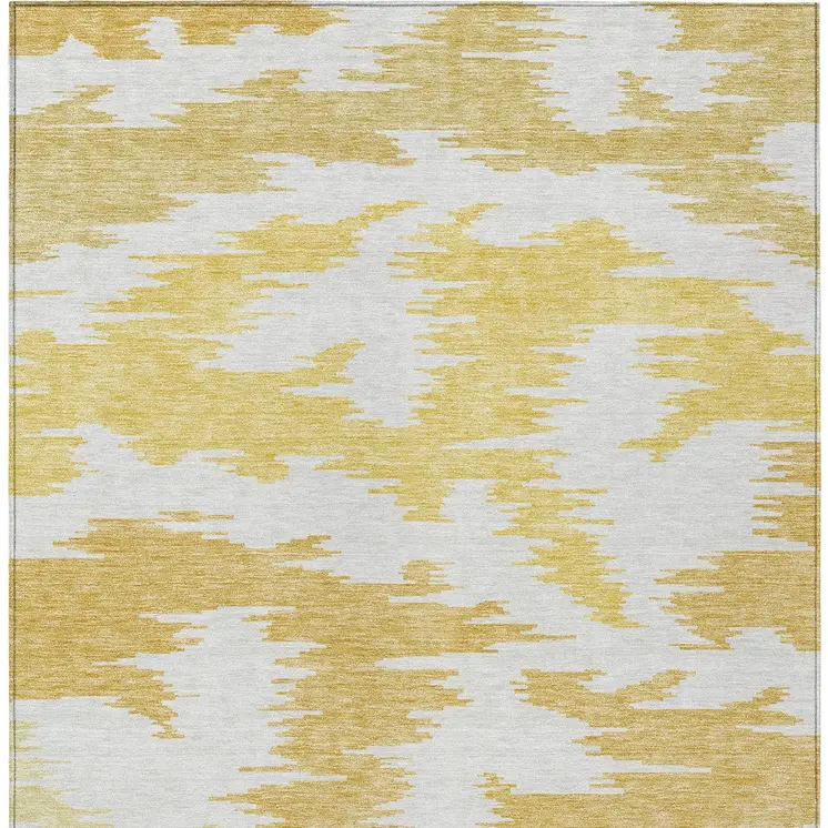 9' X 12' Gold Beige And Wheat Abstract Washable Indoor Outdoor Area Rug