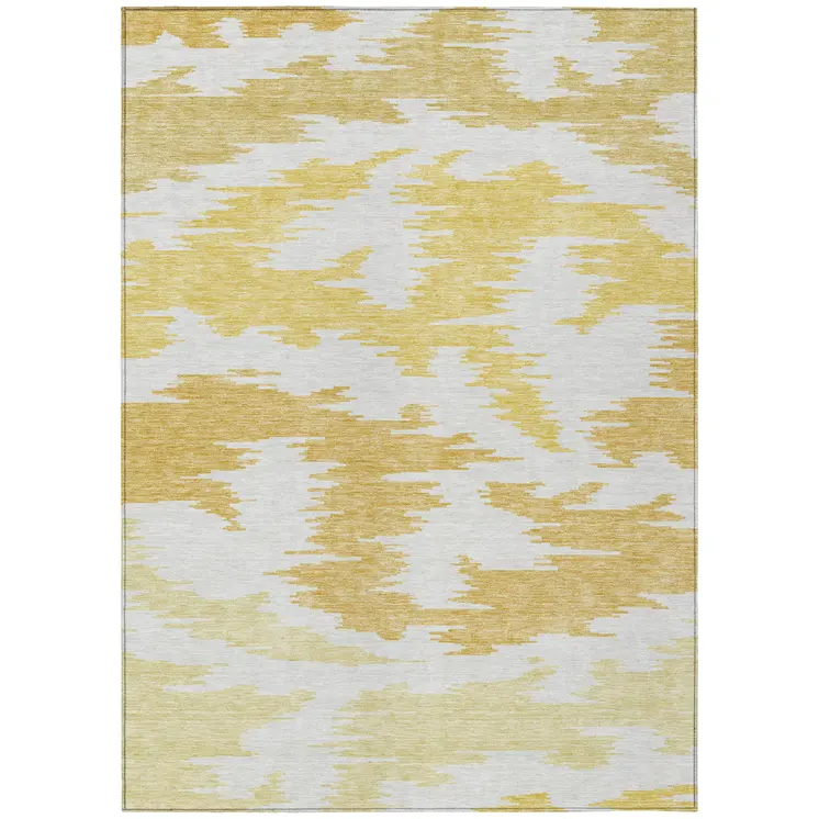 10' X 14' Gold Beige And Wheat Abstract Washable Indoor Outdoor Area Rug