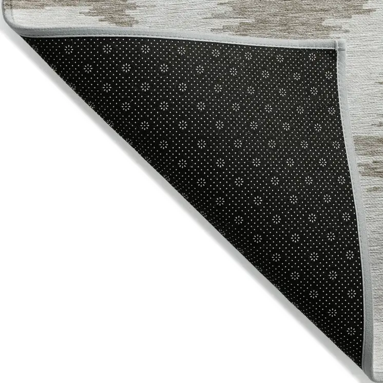 8' X 10' Ivory Beige And Brown Abstract Washable Indoor Outdoor Area Rug