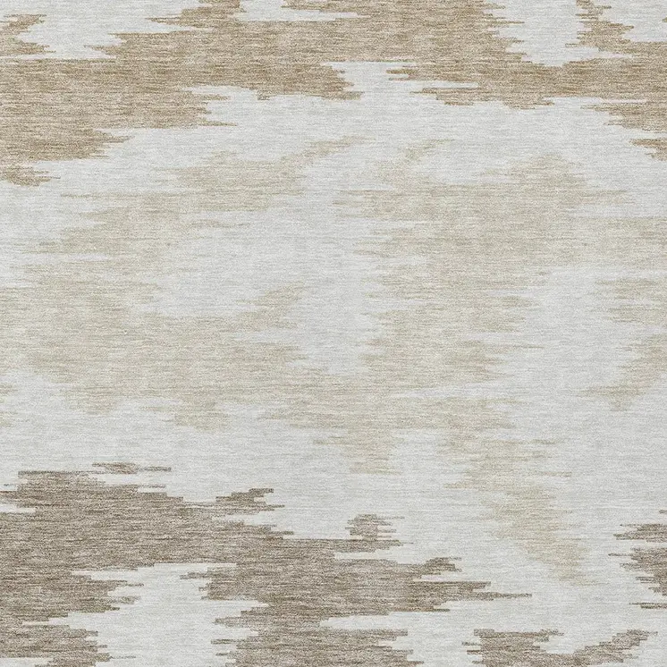 8' X 10' Ivory Beige And Brown Abstract Washable Indoor Outdoor Area Rug