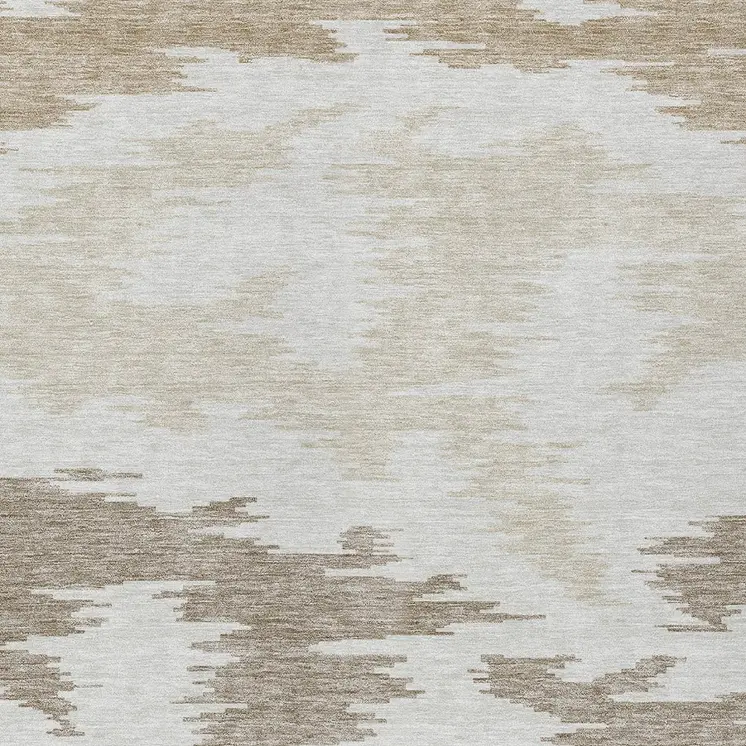 10' X 14' Ivory Beige And Brown Abstract Washable Indoor Outdoor Area Rug