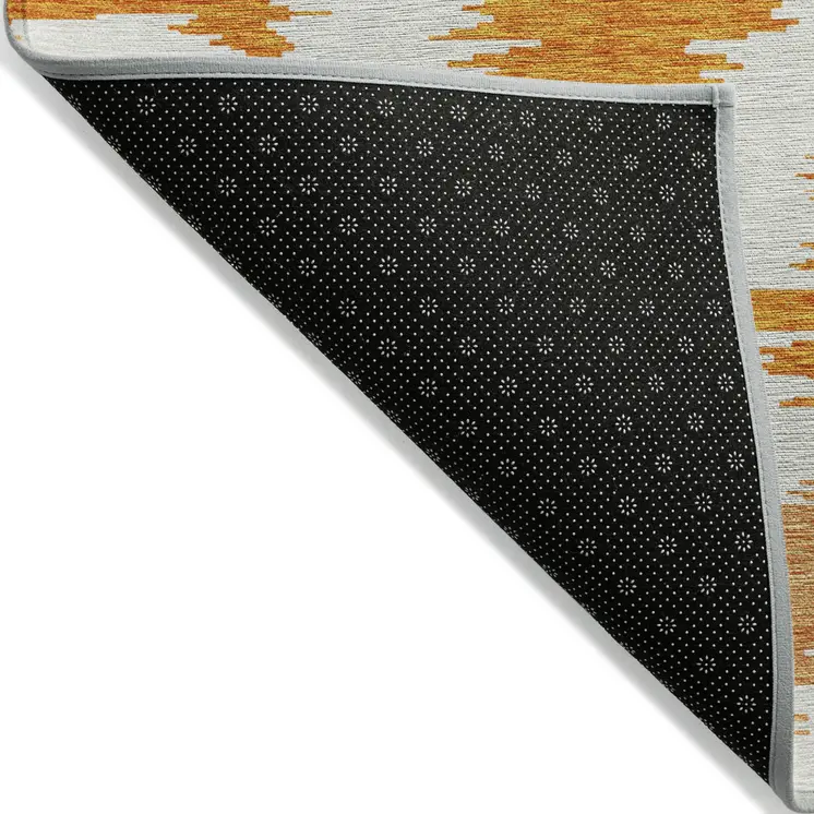 10' X 14' Orange Beige And Ivory Abstract Washable Indoor Outdoor Area Rug