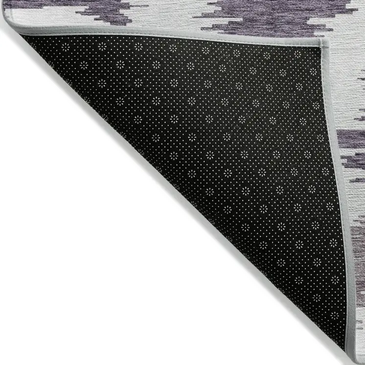 5' X 8' Purple Lavender And Ivory Abstract Washable Indoor Outdoor Area Rug