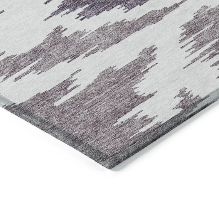 5' X 8' Purple Lavender And Ivory Abstract Washable Indoor Outdoor Area Rug