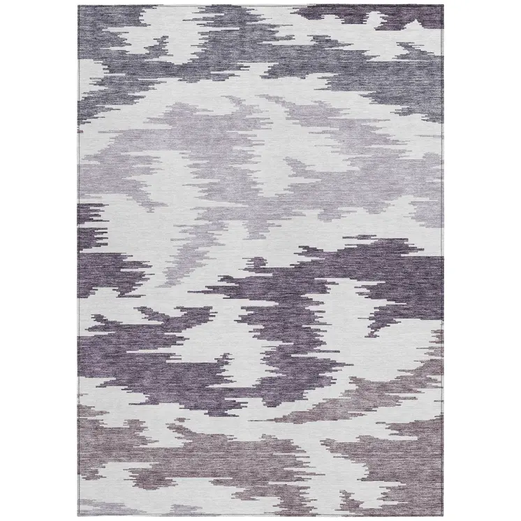 5' X 8' Purple Lavender And Ivory Abstract Washable Indoor Outdoor Area Rug