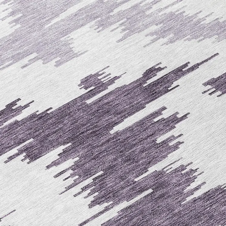 8' Purple Lavender And Ivory Round Abstract Washable Indoor Outdoor Area Rug