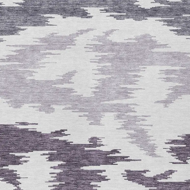 9' X 12' Purple Lavender And Ivory Abstract Washable Indoor Outdoor Area Rug