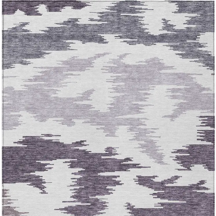 10' X 14' Purple Lavender And Ivory Abstract Washable Indoor Outdoor Area Rug