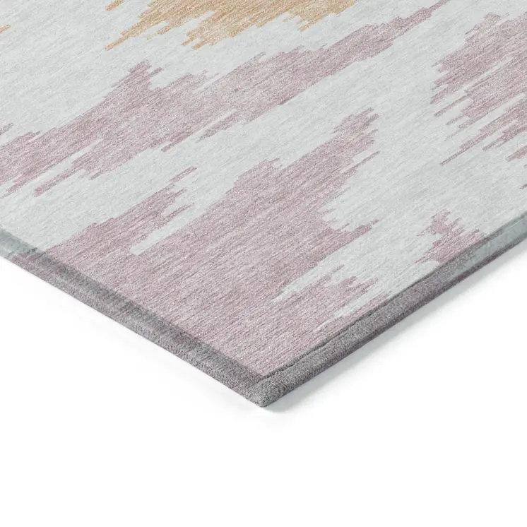 5' X 8' White Sky Blue And Artichoke Green Abstract Washable Indoor Outdoor Area Rug