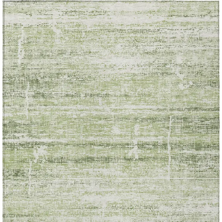 5' X 8' Artichoke Green And Ivory Abstract Washable Indoor Outdoor Area Rug