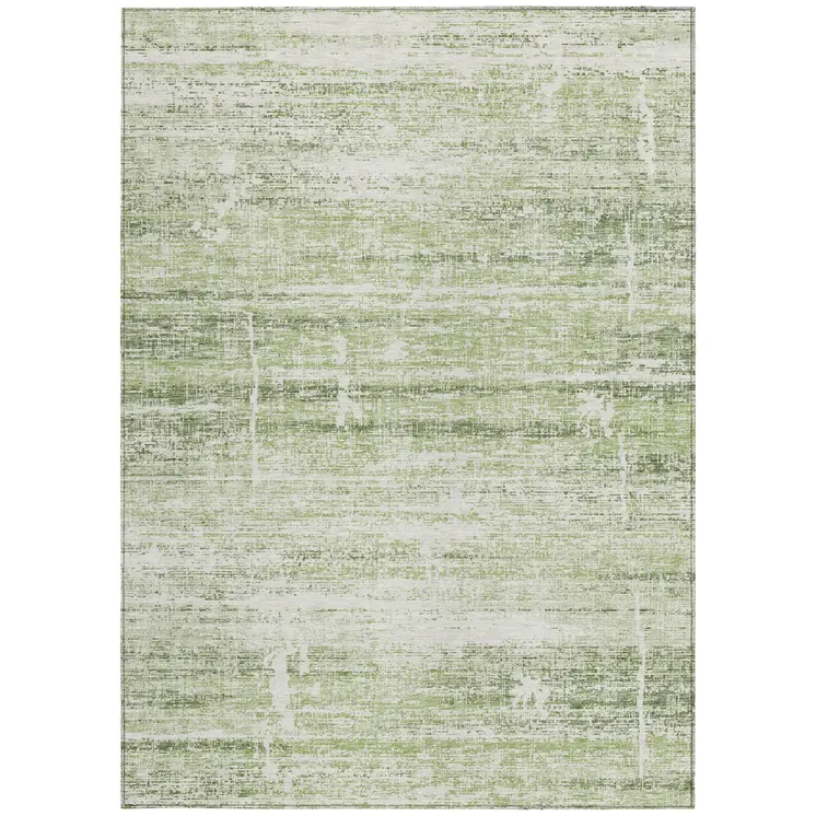 10' X 14' Artichoke Green And Ivory Abstract Washable Indoor Outdoor Area Rug