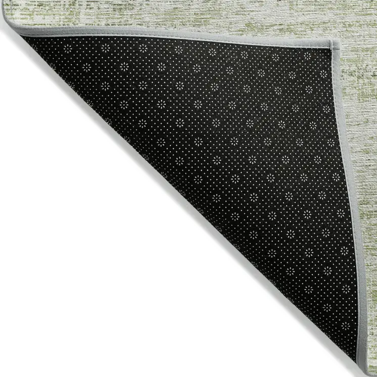 10' X 14' Artichoke Green And Ivory Abstract Washable Indoor Outdoor Area Rug
