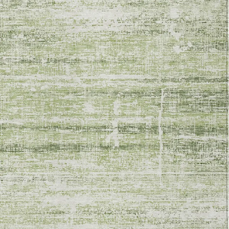 10' X 14' Artichoke Green And Ivory Abstract Washable Indoor Outdoor Area Rug