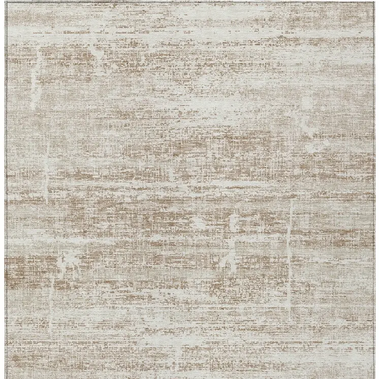 3' X 5' Beige Taupe And Ivory Abstract Washable Indoor Outdoor Area Rug
