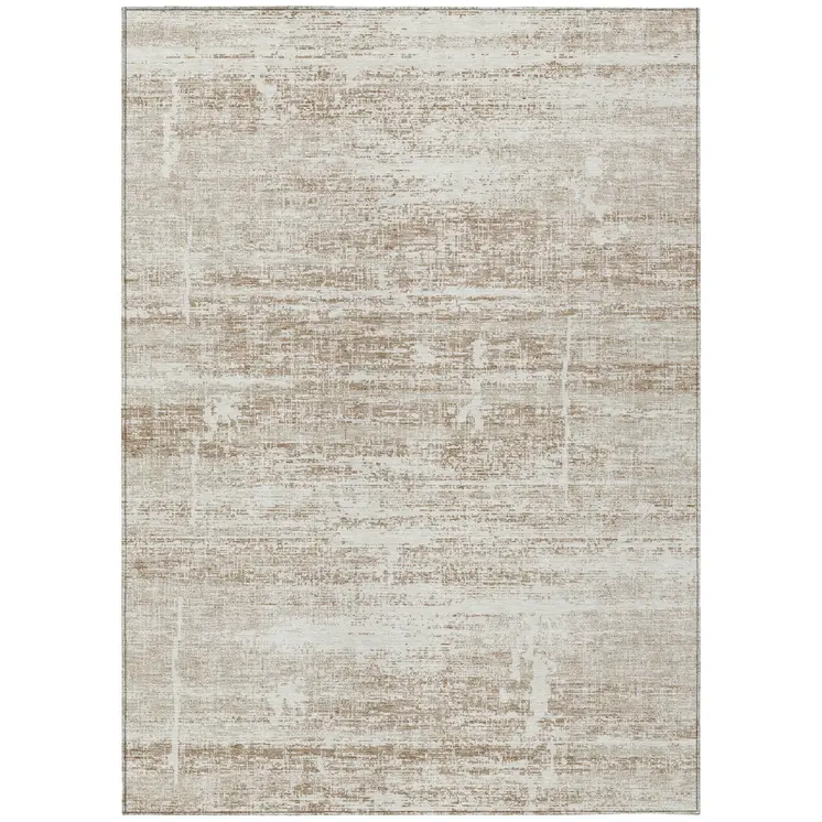 5' X 8' Beige Taupe And Ivory Abstract Washable Indoor Outdoor Area Rug
