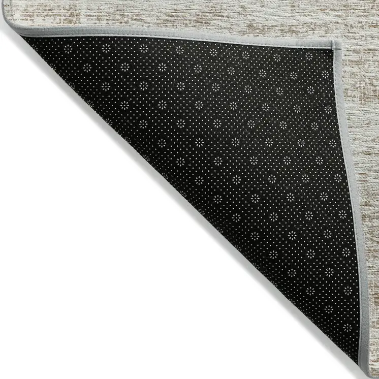 5' X 8' Beige Taupe And Ivory Abstract Washable Indoor Outdoor Area Rug