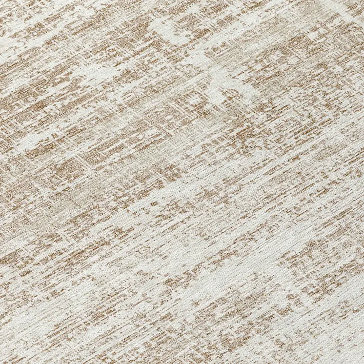 8' Beige Taupe And Ivory Round Abstract Washable Indoor Outdoor Area Rug