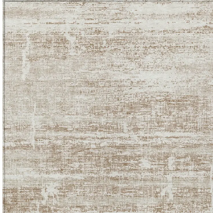 9' X 12' Beige Taupe And Ivory Abstract Washable Indoor Outdoor Area Rug