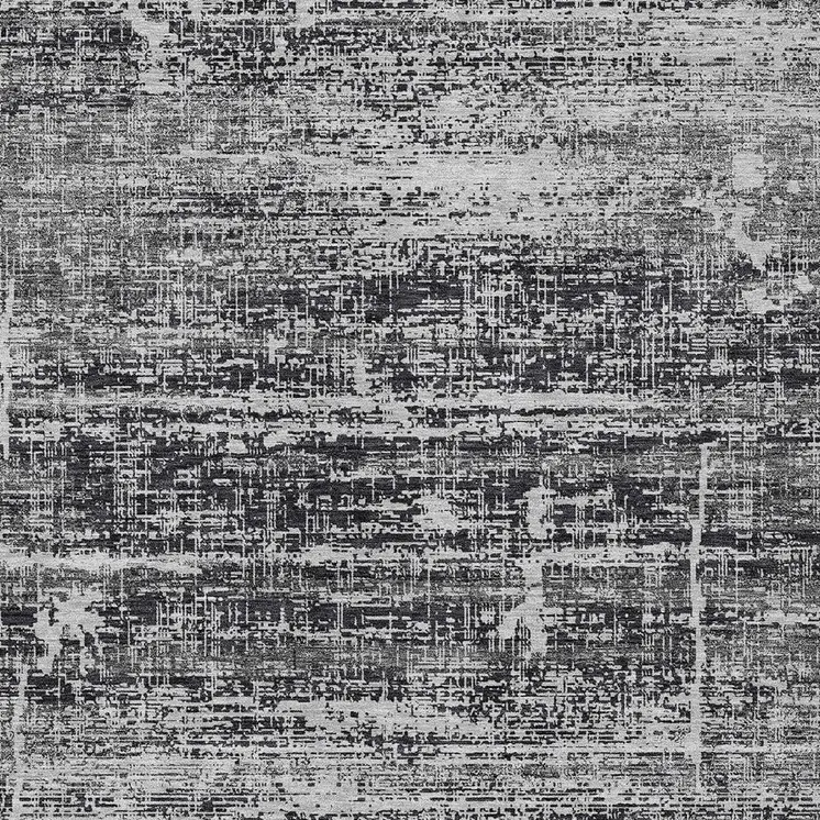 10' X 14' Black Gray And Charcoal Abstract Washable Indoor Outdoor Area Rug