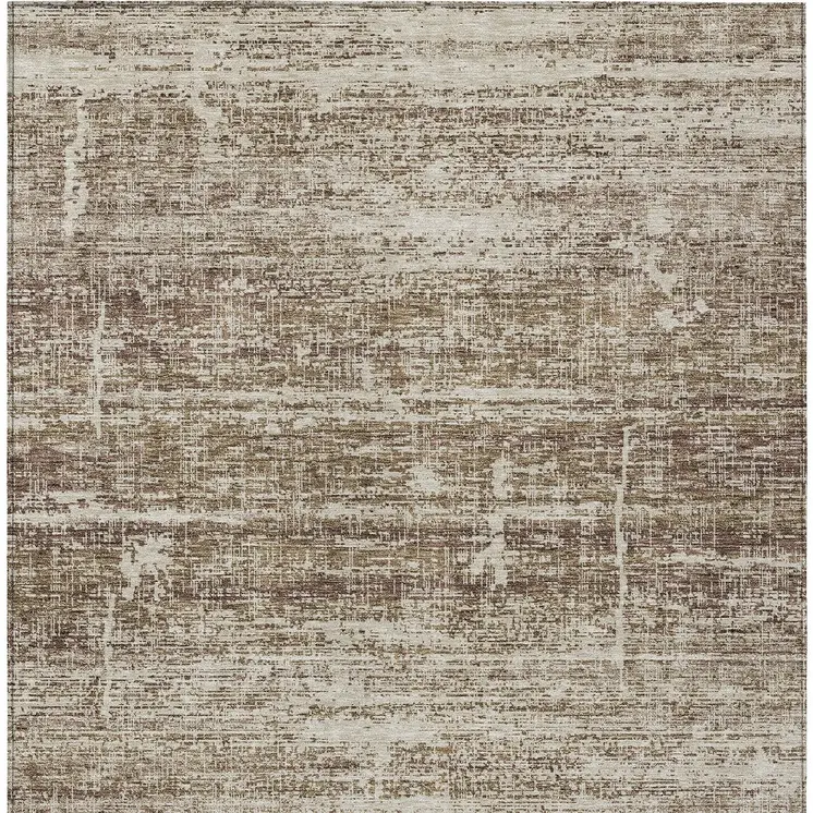 3' X 5' Brown Beige And Taupe Abstract Washable Indoor Outdoor Area Rug