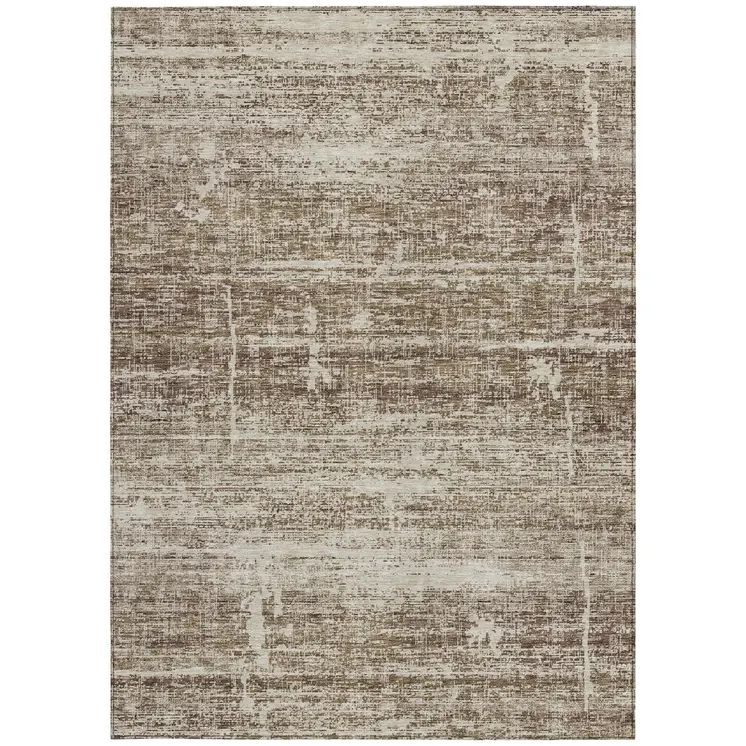 5' X 8' Brown Beige And Taupe Abstract Washable Indoor Outdoor Area Rug