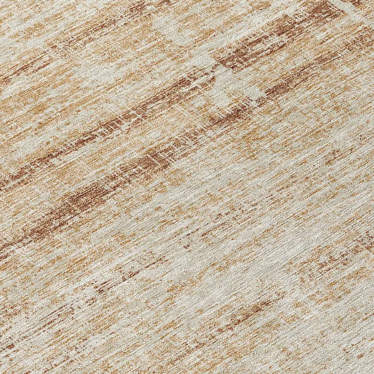 8' Copper Beige And Taupe Round Abstract Washable Indoor Outdoor Area Rug