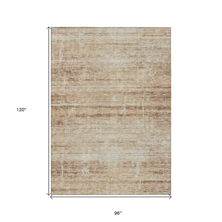 8' X 10' Copper Beige And Taupe Abstract Washable Indoor Outdoor Area Rug