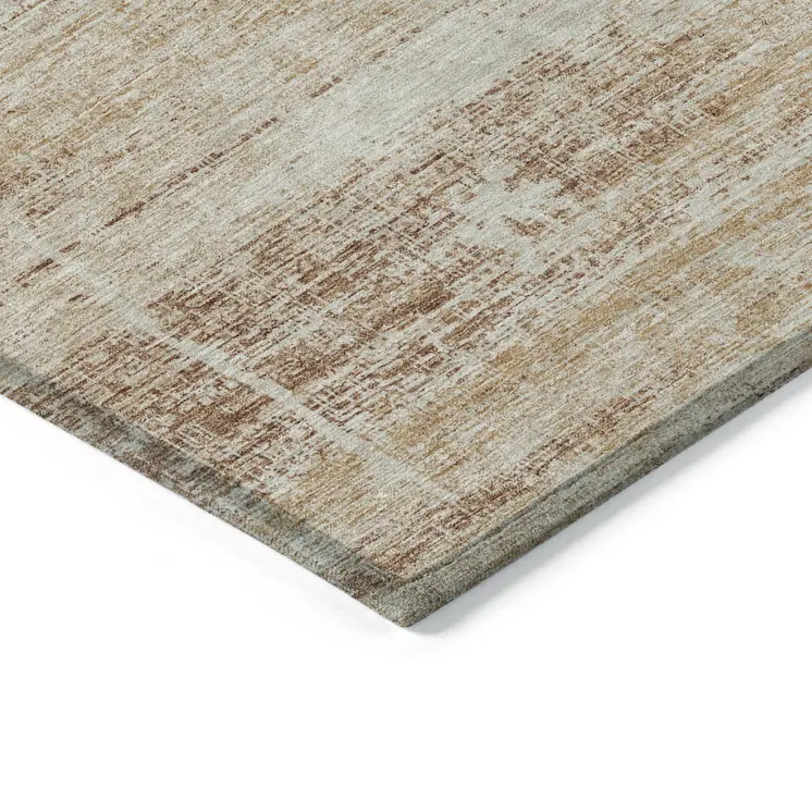 8' X 10' Copper Beige And Taupe Abstract Washable Indoor Outdoor Area Rug