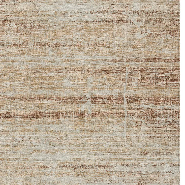 9' X 12' Copper Beige And Taupe Abstract Washable Indoor Outdoor Area Rug