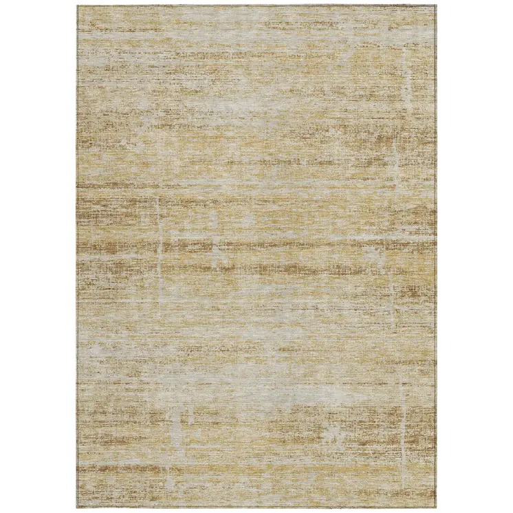 5' X 8' Gold Beige And Wheat Abstract Washable Indoor Outdoor Area Rug