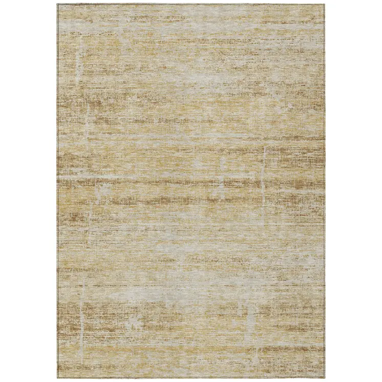 5' X 8' Gold Beige And Wheat Abstract Washable Indoor Outdoor Area Rug
