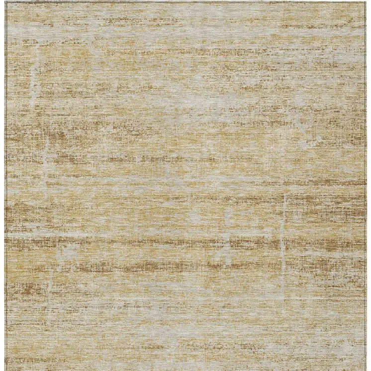 9' X 12' Gold Beige And Wheat Abstract Washable Indoor Outdoor Area Rug