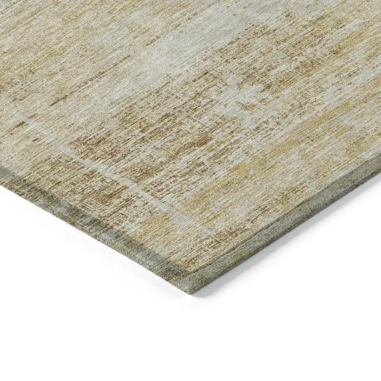 9' X 12' Gold Beige And Wheat Abstract Washable Indoor Outdoor Area Rug