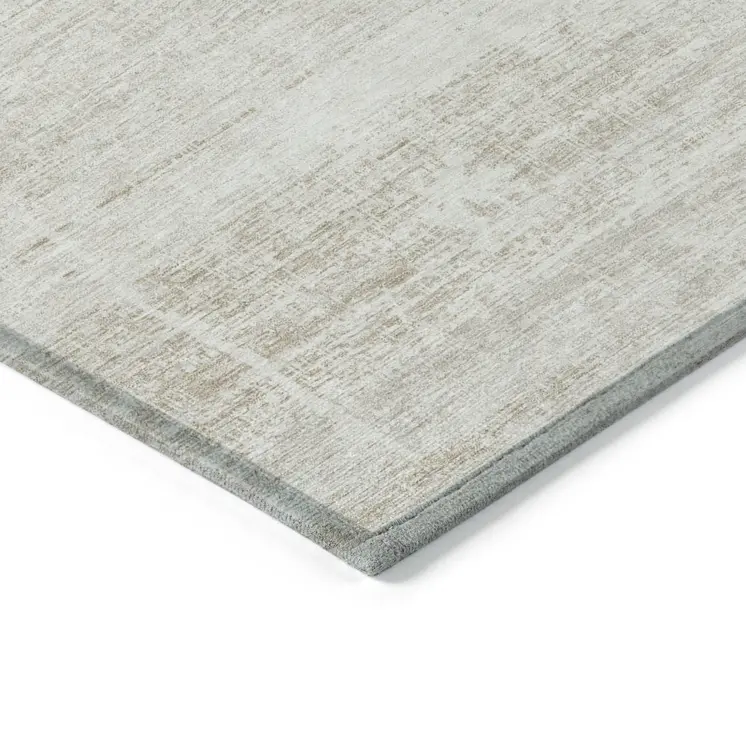 9' X 12' Ivory Beige And Tan Abstract Washable Indoor Outdoor Area Rug