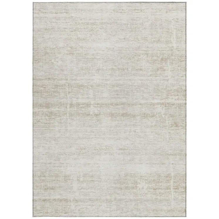 9' X 12' Ivory Beige And Tan Abstract Washable Indoor Outdoor Area Rug