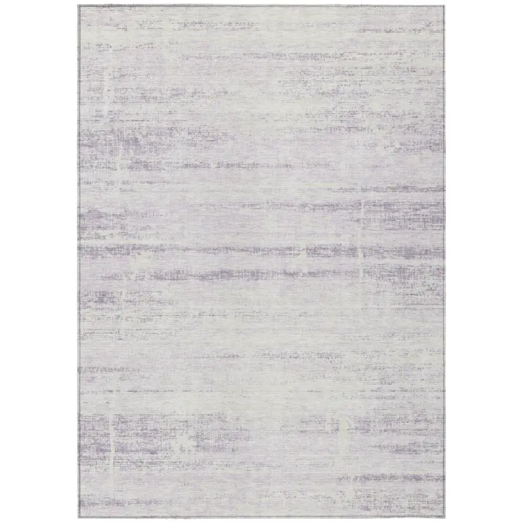 3' X 5' Lavender Purple And Ivory Abstract Washable Indoor Outdoor Area Rug