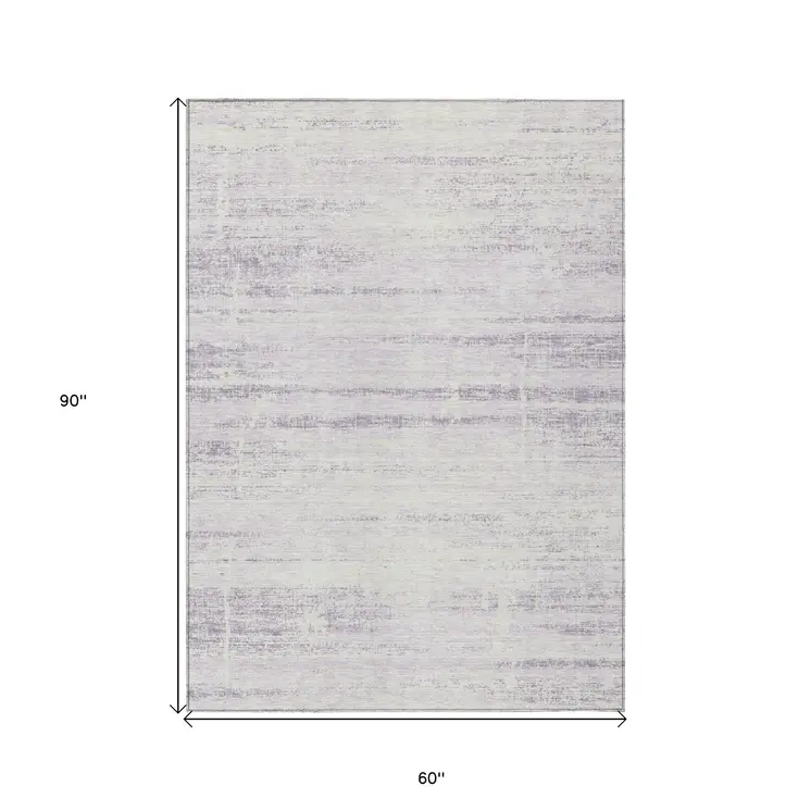 5' X 8' Lavender Purple And Ivory Abstract Washable Indoor Outdoor Area Rug