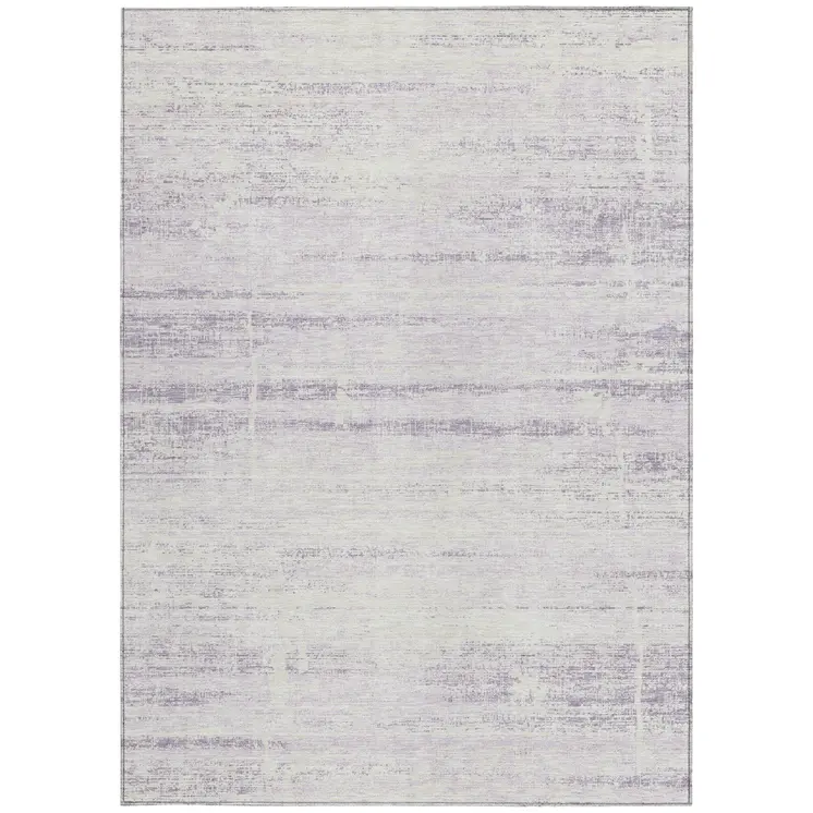 9' X 12' Lavender Purple And Ivory Abstract Washable Indoor Outdoor Area Rug