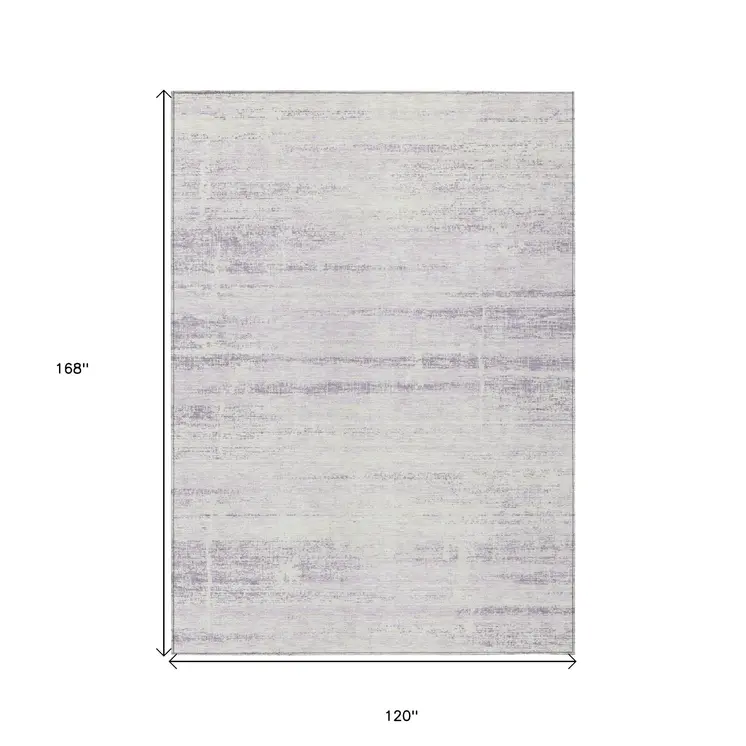 10' X 14' Lavender Purple And Ivory Abstract Washable Indoor Outdoor Area Rug